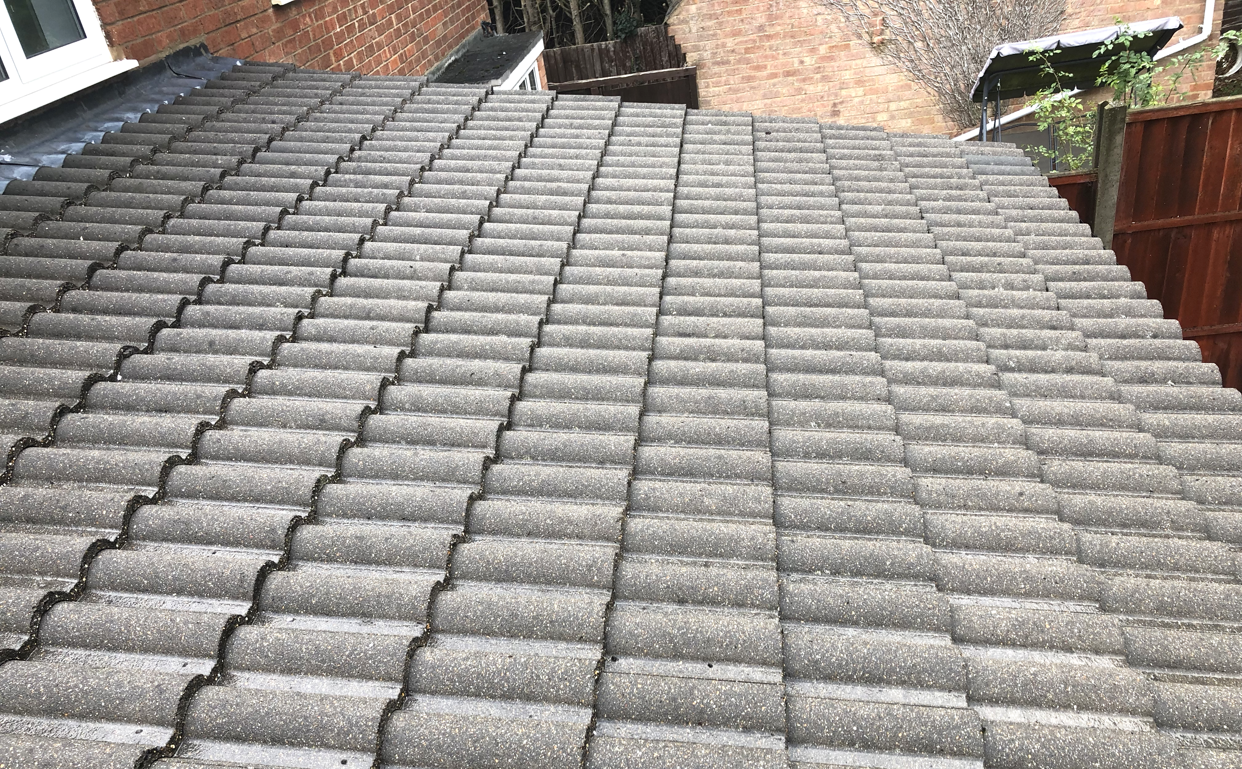 pressure washing roof after